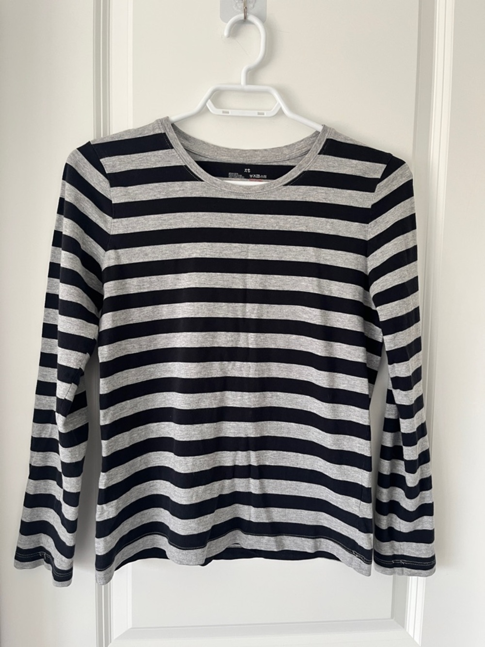 Muji Black & Gray Striped Crewneck Tee